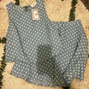 Everly Blue Polka Dot Two Piece Set